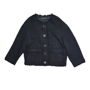 Iris Setlakwe Tweed Fringe Button Blazer Size 0